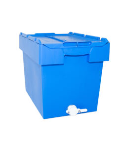 FG-MÜL Plastic box for semi automatic uncapping machine with plastic tap and Inox filter